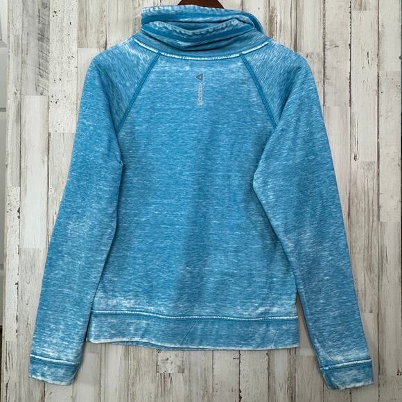 NWOT Reebok Sweatshirt Small Blue Cowl Neck Sportswear Athleisure Loungewear - Picture 2 of 10